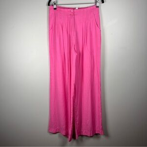 NWT &Merci High Rise Wide Leg Pink Pleated Pants Trousers Size Small Work Barbie